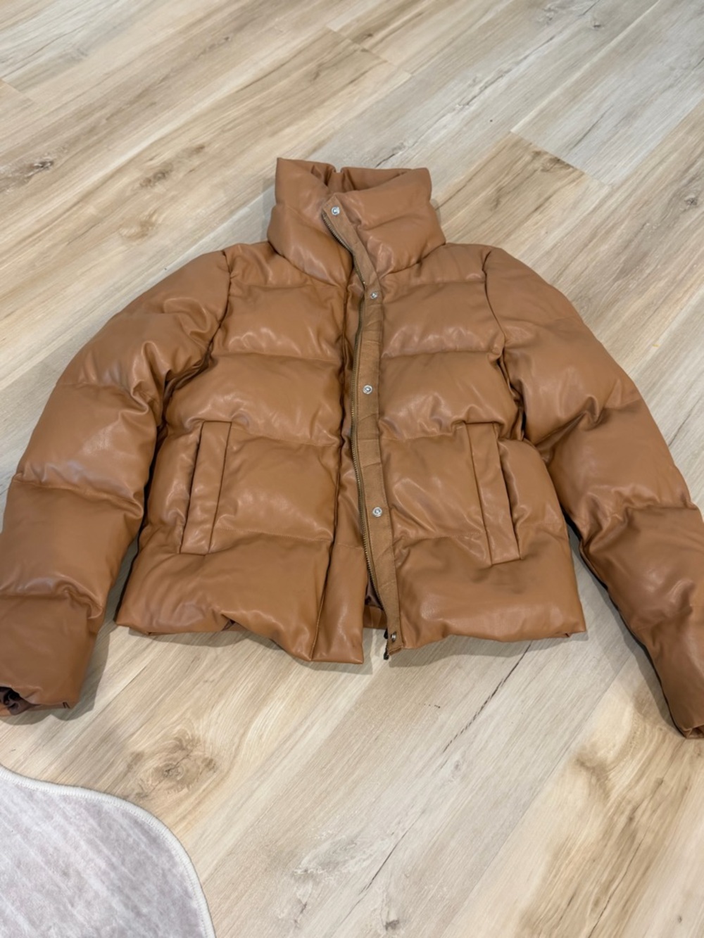 Buddy Love Cropped Tan Puffer Jacket